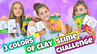 3 Colors of Clay Slime Challenge!  Daiso vs. Model Magic Clay Slime!