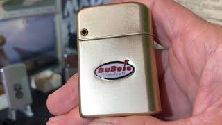 Vintage Storm Master Petrol Lighter Advertising DuBois Chemicals Enameled Emblem Bowers Kalamazoo MI