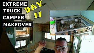 Extreme Truck Camper DIY Makeover to Travel Trailer Ι RV Renovation Series Ι Cleaning Stove Ι Day 11