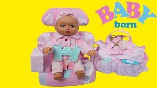 New Baby Born doll Olivia's Before Daycare Morning Routine packing baby doll bag