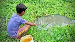 Fishing Video 2024 || Village Smart Boy Catch Fish by Hook From Village Canal With Beautiful Nature