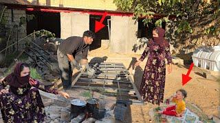 Master Saadat's loving look at Shahla while painting the door and windows of Shahla's house️#nomads