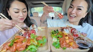 SUSHI (SISTER'S CAR CASUAL MUKBANG) | SASVlogs