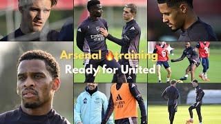 ARSENAL TRAINING TODAY READY FOR Manchester united | saka,odegaard, rice, timber,saliba,Gabriel