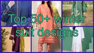 Top 50+ winter suit designs 2023 | Plain suit designs with laces and pintex