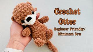 Crochet an Otter with me/ Easy beginner friendly crochet Otter tutorial/ Minumum sew crochet plushie