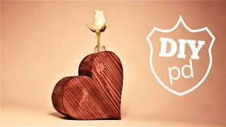 Light Bulb Vase Craft - Wooden Flower Heart Vase | DIY Upcycle Decor Ideas