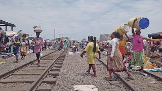 TRAIN TRACKS MARKET IN GHANA ACCRA MAKOLA, AFRICA