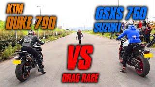 DUKE 790 VS GSXS 750 Drag Race