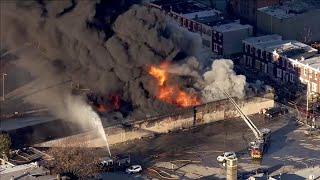 Firefighters battling massive building fire in Philadelphia's Port Richmond section