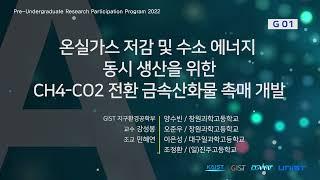 [연구결과발표] 온실가스 저감 및 수소 에너지 동시 생산을 위한 CH4-CO2 전환 금속산화물 촉매 개발 | 2022 과학영재 첨단연구실 체험캠프