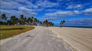 4K Crandon Beach Park , Fall Cycling Virtual Travel Tour , Miami Florida , November 2024