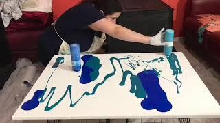 Large acrylic pour fluid art acrylic painting technique timelapse