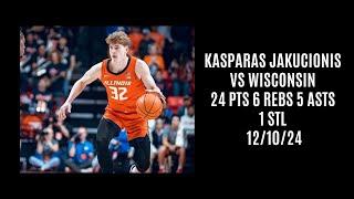 Kasparas Jakucionis vs Wisconsin (24 PTS 6 REBS 5 ASTS 1 STL) 12/10/24