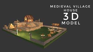 A medieval village house 3D model | 3d animation | 3d modeling with prisma 3d