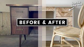 High End Furniture Makeover | Creating A Herringbone Wood Detail on a Budget