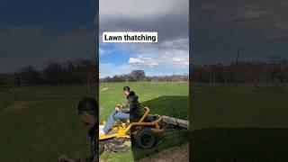 Lawn Thatching #lawncare #gardening #healthylawn #homeownertips