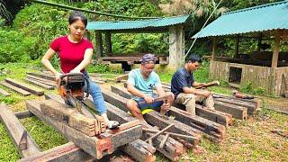 Girl Building Wooden House in Forest | Wood Carving & Cabin Construction | Forest Life 2025 - Part 1