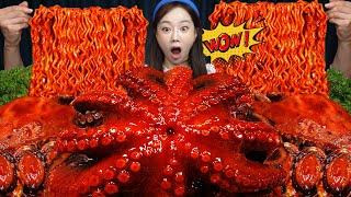 매콤한  대왕 문어 해물찜 (ft. 불닭볶음면) 먹방 레시피 Spicy Octopus Seafood Boil Crab Scallops Mukbang ASMR Ssoyoung