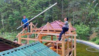 Day 15 DAU & PHIN built a dream wooden floating barracks for TU - Forest life skills DT