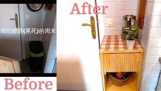 (SUB) Healthy delicious breakfast on weekend/simple make-over for kitchen's corner/simple DIY wood