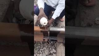 Thermite welding process for joiningrailway tracks #indian #railway #welding