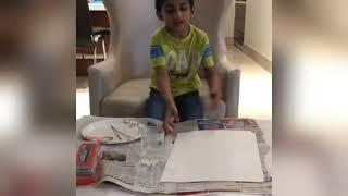 My brother Abu Bakr Siddiq doing an activity#hand print#kids#painting