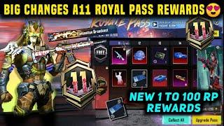 A11 ROYAL PASS BGMI | A11 ROYAL PASS 1 TO 100 RP REWARDS | BGMI A11 RP REWARDS LEAKS/ A11 BONUS PASS