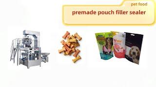 Dog cookies pouch filling sealing machine | pet food zipper doypack filler sealer export to US