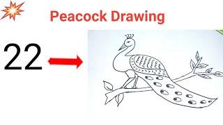 How to draw a peacock from 22 number| Easy Drawing for beginners| Number drawing|
