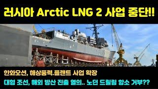 러시아 'Arctic LNG 2' 사업 중단, 한화오션, 해상풍력·플랜트 사업 확장, 대형 조선, 해외 방산 진출 열의, 한화오션, 노던 드릴링의 항소 거부로 승소 가능성 높아져