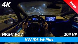 Volkswagen ID3 1st Plus 2021 - Night POV test drive in 4K | Adaptive Matrix LED iQ Headlights