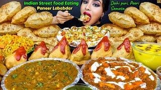 ASMR Eating Spicy Samosa,Maggi Noodles,Dahi Puri,Poori South Indian Street Food ASMR Eating Mukbang