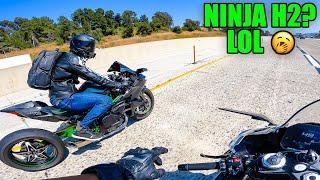 Stretched Ninja H2 Messes With THE WRONG S1000RR  | CBR1000RR-R SP, ZX10r