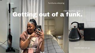 GET OUT OF A FUNK WITH ME: Apartment updates+furniture unboxing+cleaning+laundry+ burger date & more