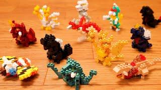 Godzilla,King Ghidorah,RODAN,Mothra-like a LEGO.nanoblock-