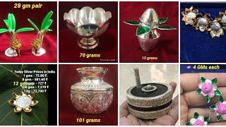 Latest Silver Pooja Items With Weight &Address/Today Silver Prices  in India/Silver Gift Items  