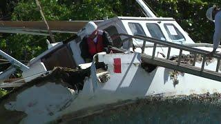 Derelict, abandoned boats removed from water after Hurricane Irma