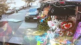 Video shows car fly down Brooklyn sidewalk before crashing into pharmacy