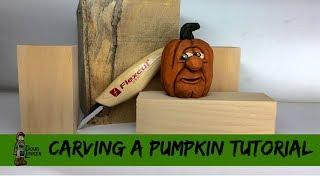 Woodcarving How To: Carve A Pumpkin Head From a Block of Wood -Full Start to Finish Tutorial