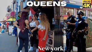 Roosevelt Ave Queens NY 4K: NYPD Protecting the Migrant Street Hustle 