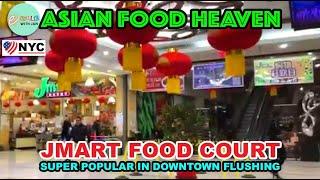 NYC Walk [HD]: ASIAN FOOD HEAVEN: A Walk-Thru JMart Food Court - Super Popular In Downtown Flushing