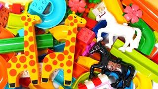 Satisfying Building Blocks Marble Run Very popular! 3D block coasters with horses giraffes and more