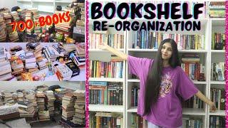 RE ARRANGING 700+ BOOKS ll Bookshelf Re-organization II Saumya's Bookstation