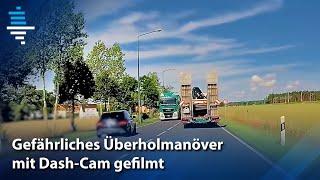 Riskantes Überholmanöver mit Raserei auf Dashcam