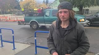 Portland Oregon,Justin is homeless and he was digging in the garbage can at 7-11 Nov 4th 2023