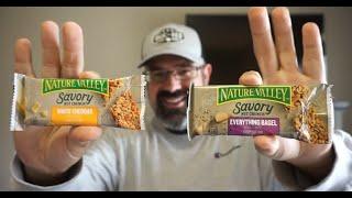 Nature Valley Savory White Cheddar and Nature Valley Everything Bagel nut crunch bar taste test!