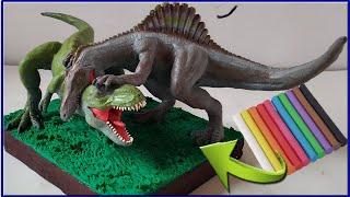 SPINOSAURUS vs T-REX with Clay/Plastilina. Jurassic Park 3