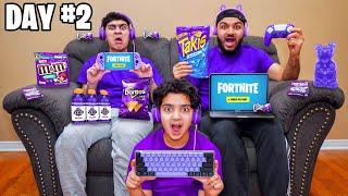 Last To Stop Playing Fortnite With PURPLE GAMING SETUP Wins V-Bucks!