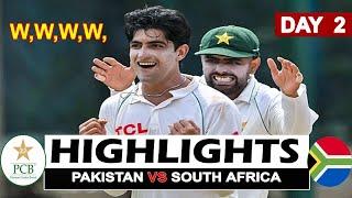 PAKISTAN VS SOUTH AFRICA 1ST TEST MATCH DAY 2 FULL HIGHLIGHTS 2024 | PAK VS SA